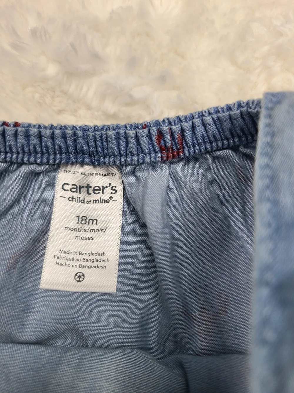 Carter's Light Blue Chambray Dress & Bloomer Set with Red Lobster Motif Size 18m